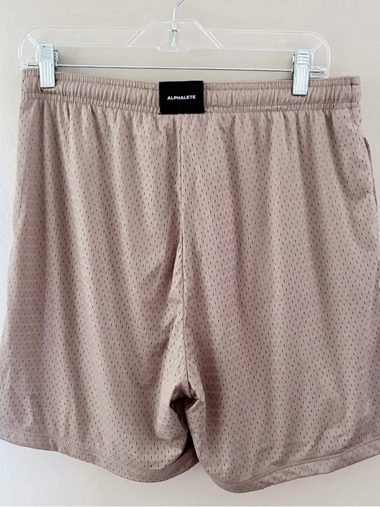 Alphalete LDB Mesh Athletic Shorts Brown Taupe L Gym Workout Gorpcore Aesthetic - Picture 3 of 7